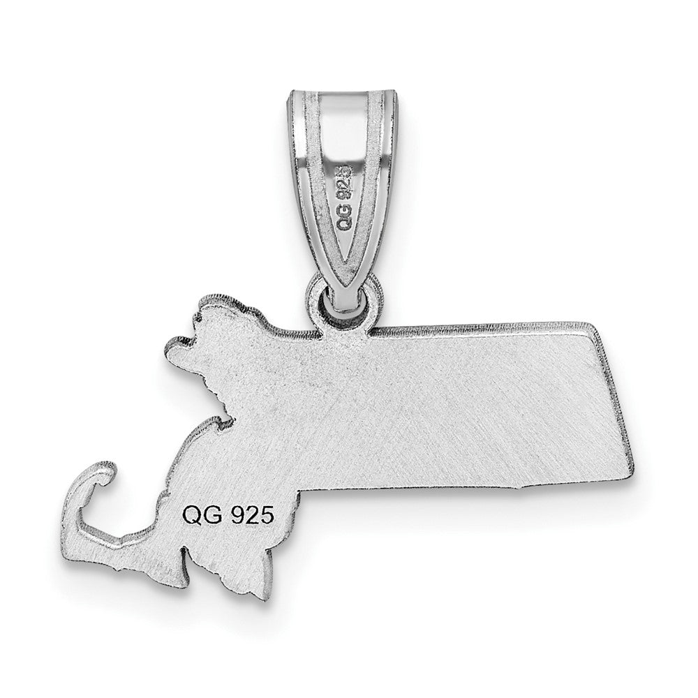 Sterling Silver/Rhodium-plated Massachusetts State Pendant