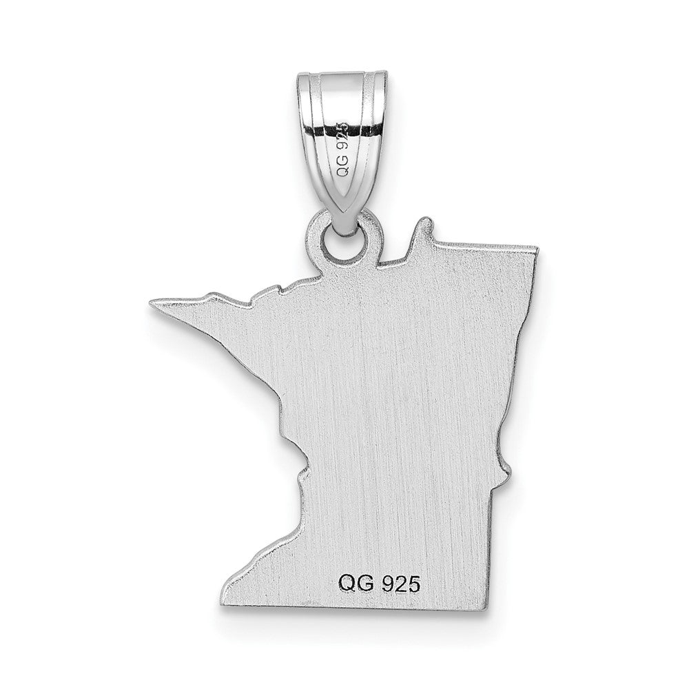 Sterling Silver/Rhodium-plated Minnesota State Pendant