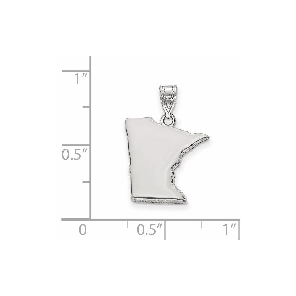 Sterling Silver/Rhodium-plated Minnesota State Pendant