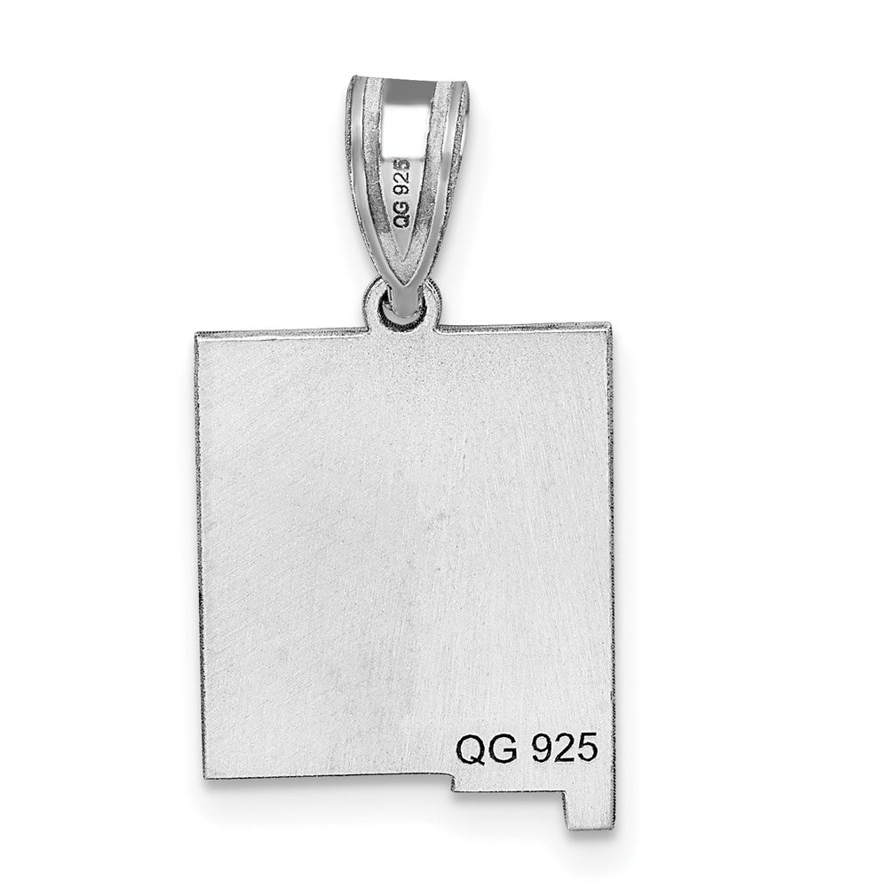 Sterling Silver/Rhodium-plated New Mexico State Pendant