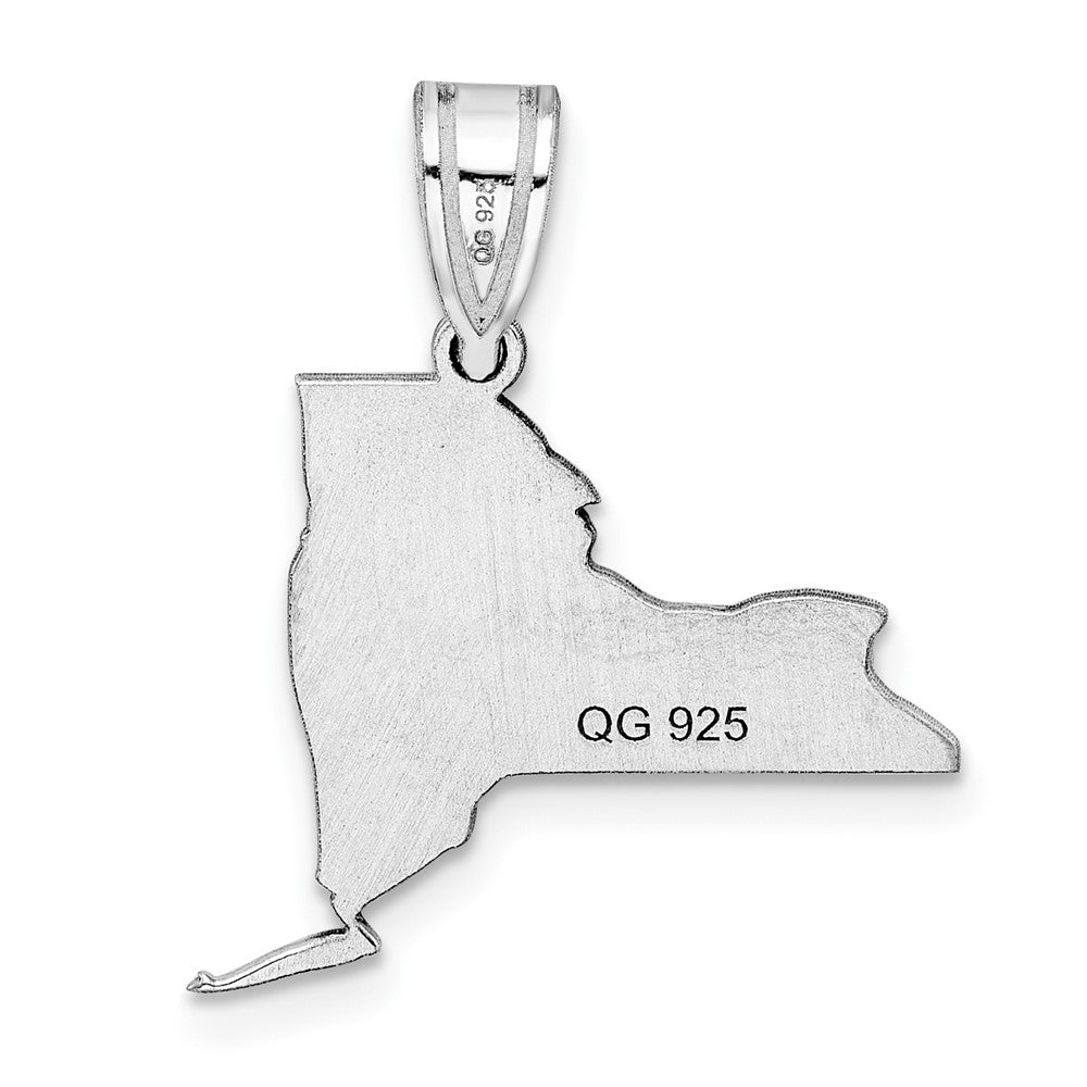 Sterling Silver/Rhodium-plated New York State Pendant