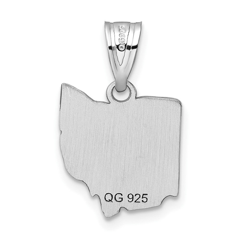 Sterling Silver/Rhodium-plated Ohio State Pendant