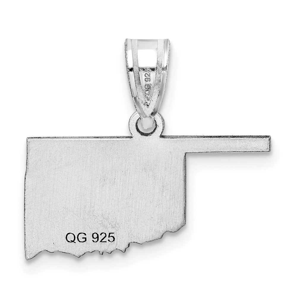 Sterling Silver/Rhodium-plated Oklahoma State Pendant
