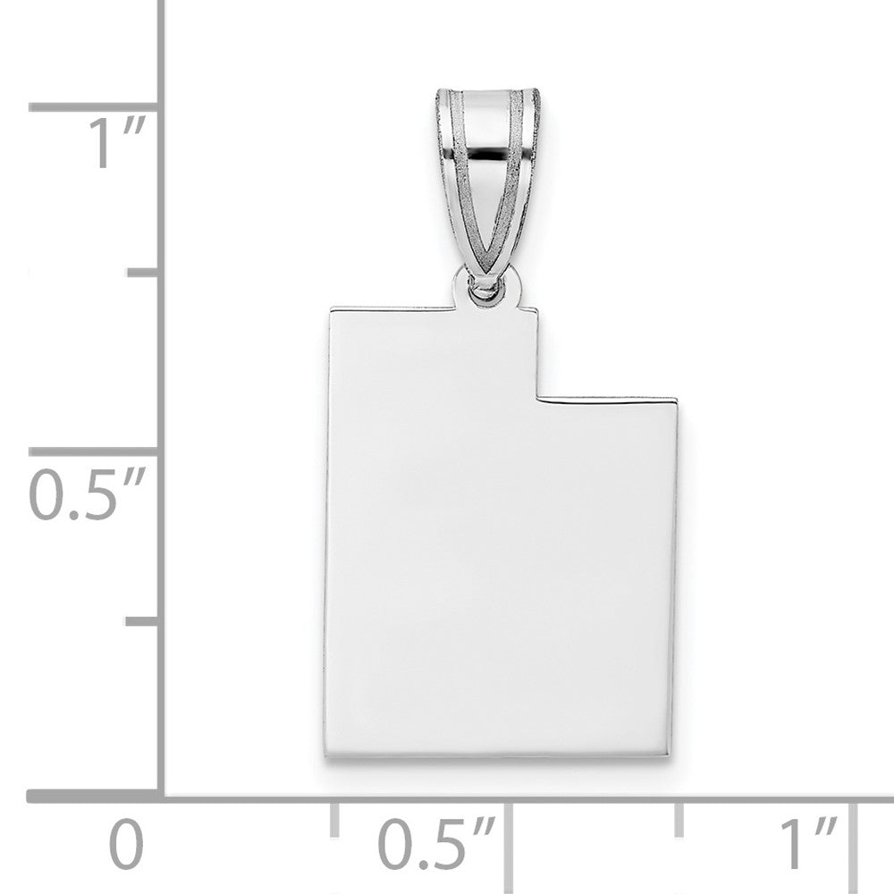 Sterling Silver/Rhodium-plated Utah State Pendant