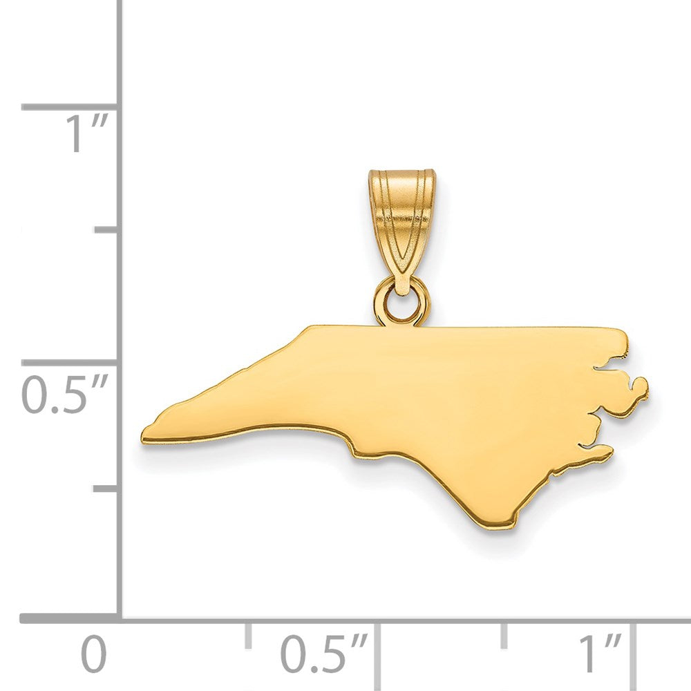 Sterling Silver/Gold-plated North Carolina State Pendant