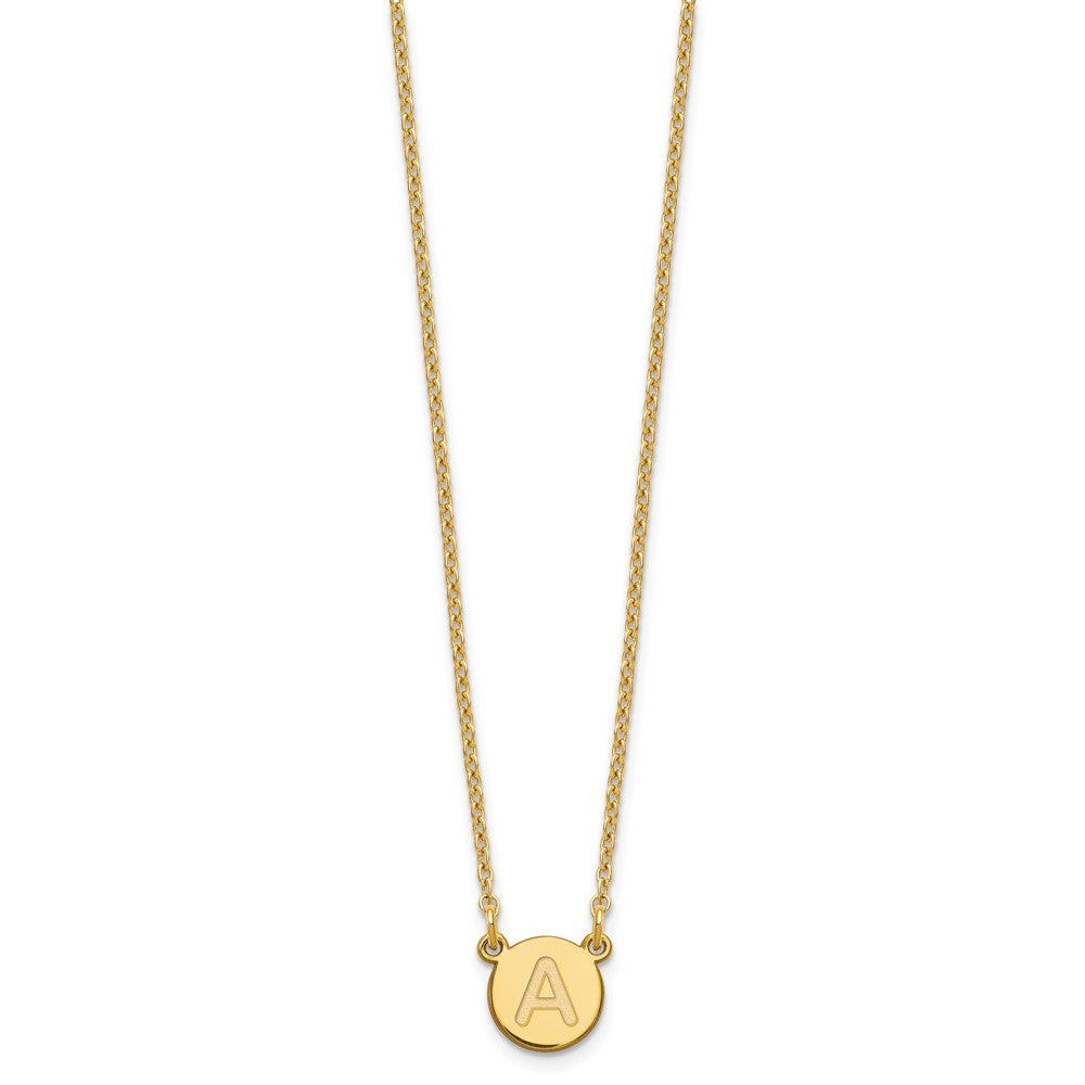 Sterling Silver Gold-plated Tiny Circle Block Letter A Initial Necklace