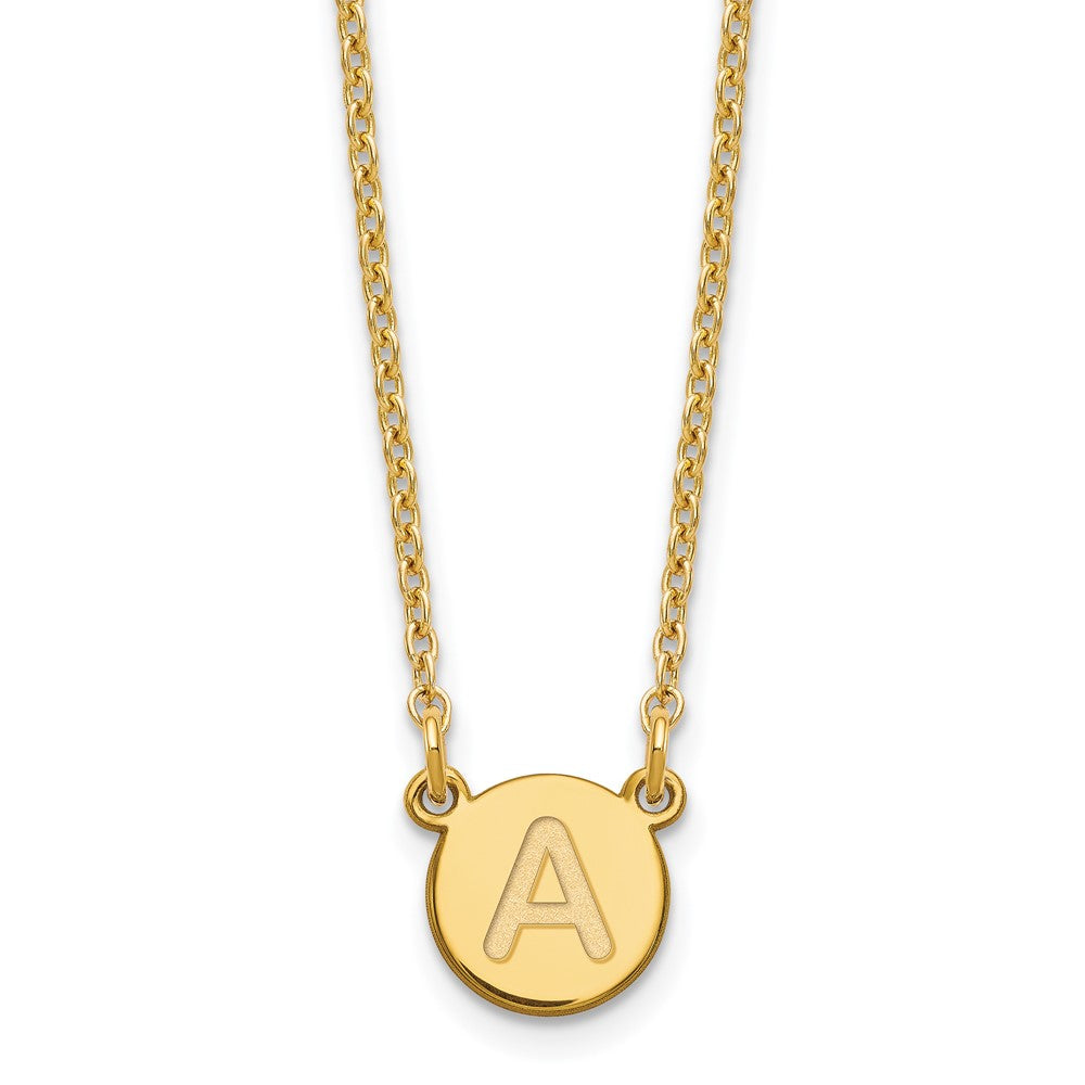 Sterling Silver Gold-plated Tiny Circle Block Letter A Initial Necklace