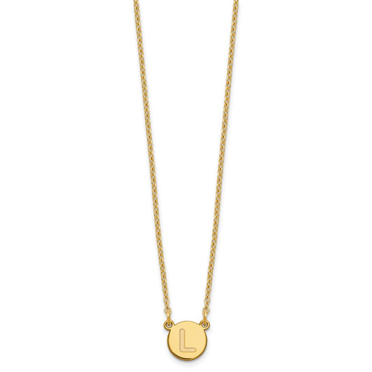 Sterling Silver Gold-plated Tiny Circle Block Letter M Initial Necklace