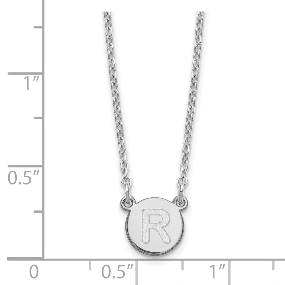 Sterling Silver Rhodium-plated Tiny Circle Block Letter R Initial Necklace
