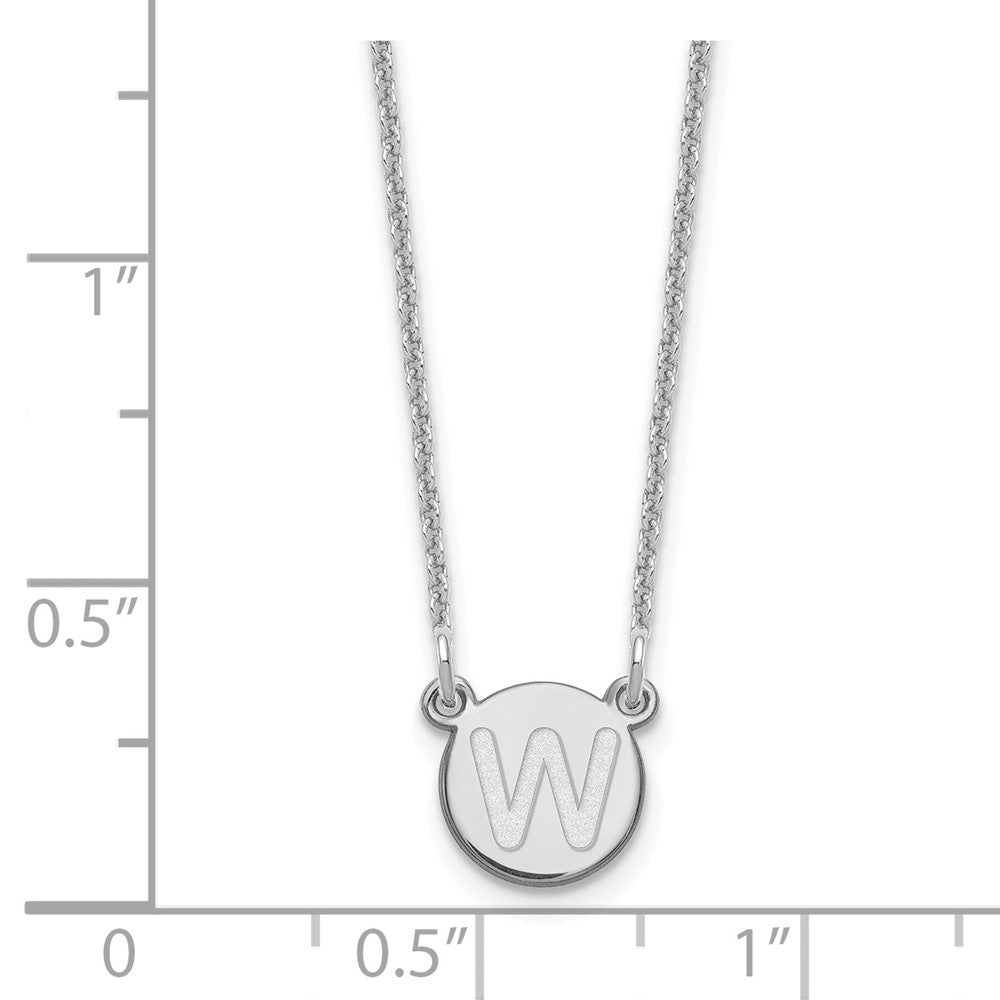 Sterling Silver Rhodium-plated Tiny Circle Block Letter W Initial Necklace