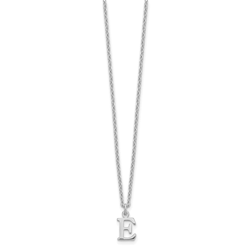 Sterling Silver Rhodium-plated Cutout Letter E Initial Necklace
