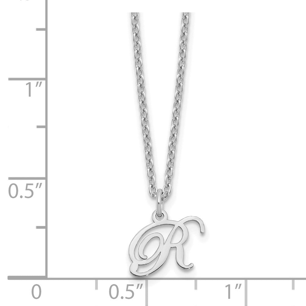Sterling Silver Rhodium-plated Letter R Initial Necklace