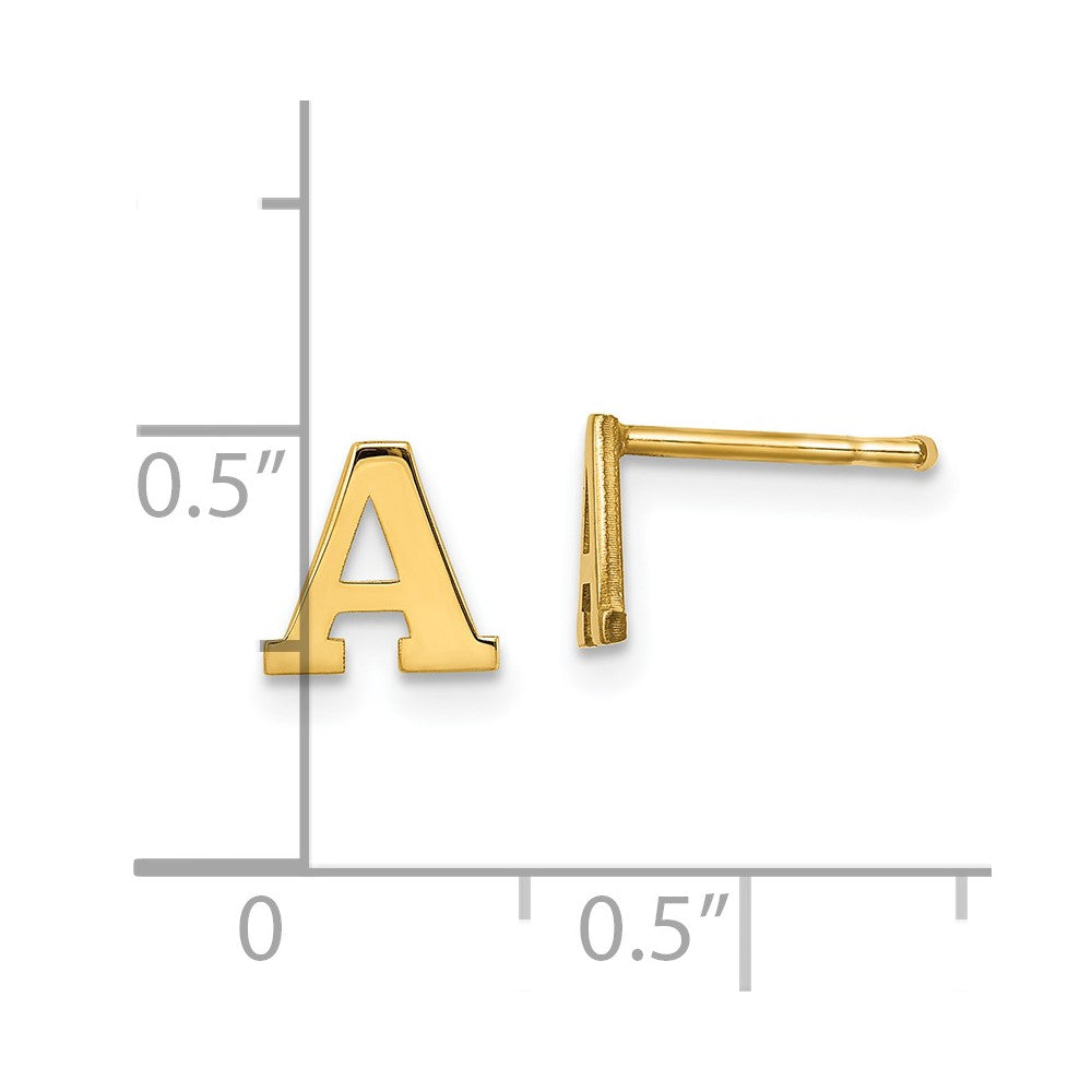 Sterling Silver Gold-plated Letter A Initial Post Earrings