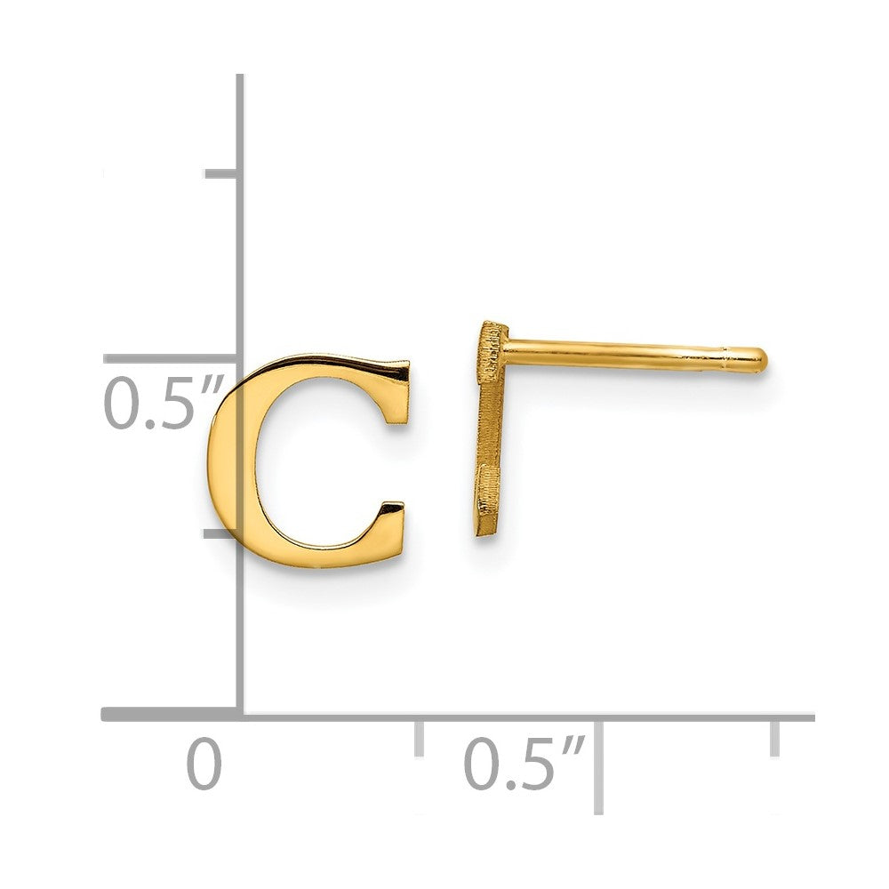 Sterling Silver Gold-plated Letter C Initial Post Earrings