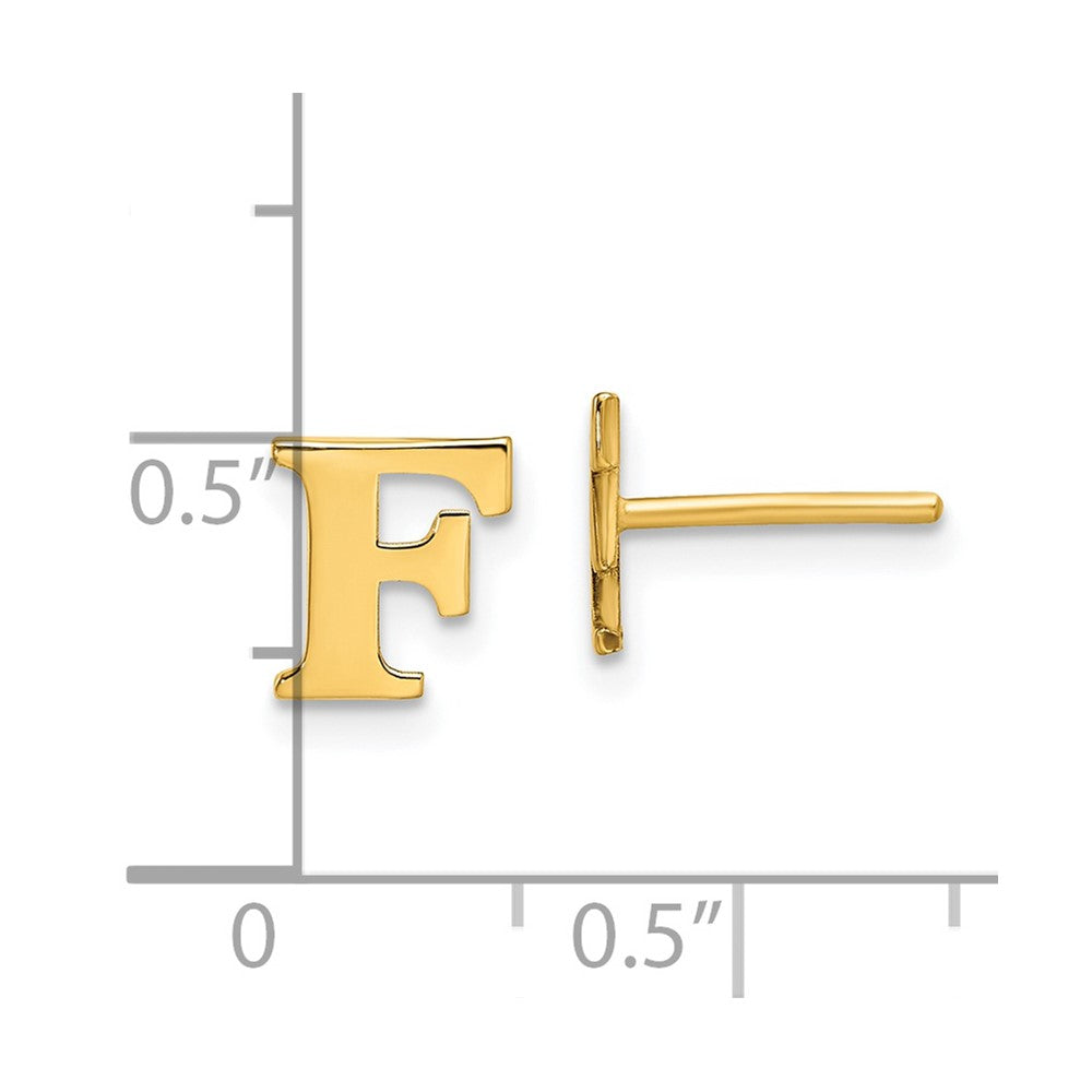 Sterling Silver Gold-plated Letter F Initial Post Earrings