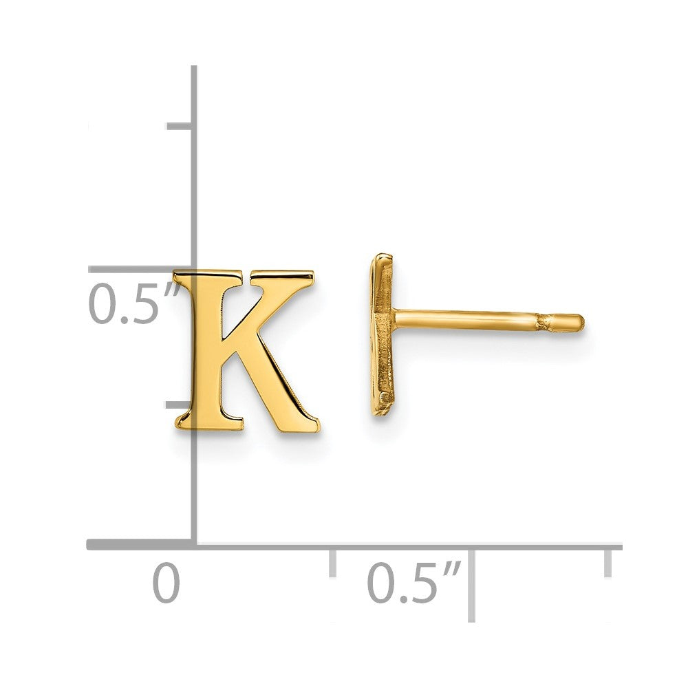 Sterling Silver Gold-plated Letter R Initial Post Earrings