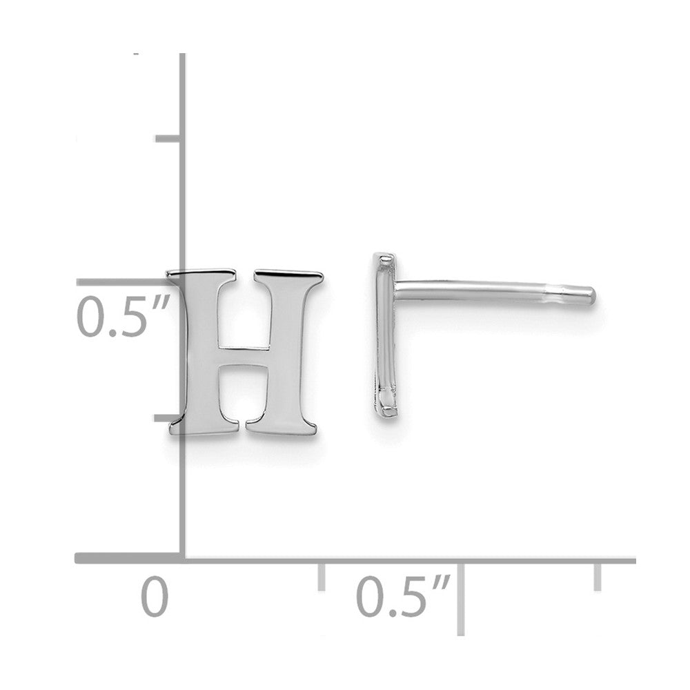 Sterling Silver Rhodium-plated Letter H Initial Post Earrings