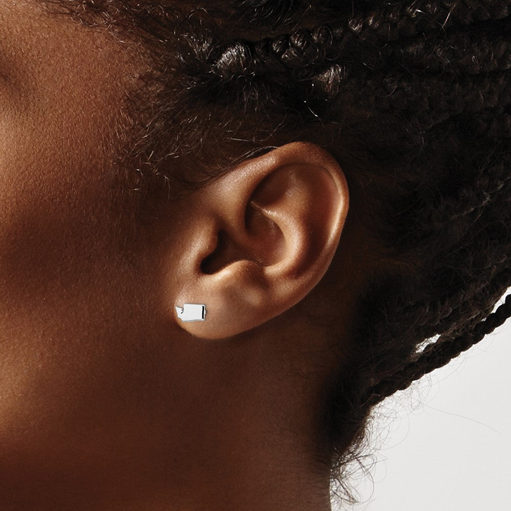 Sterling Silver/Rhodium-plated Washington State Earrings