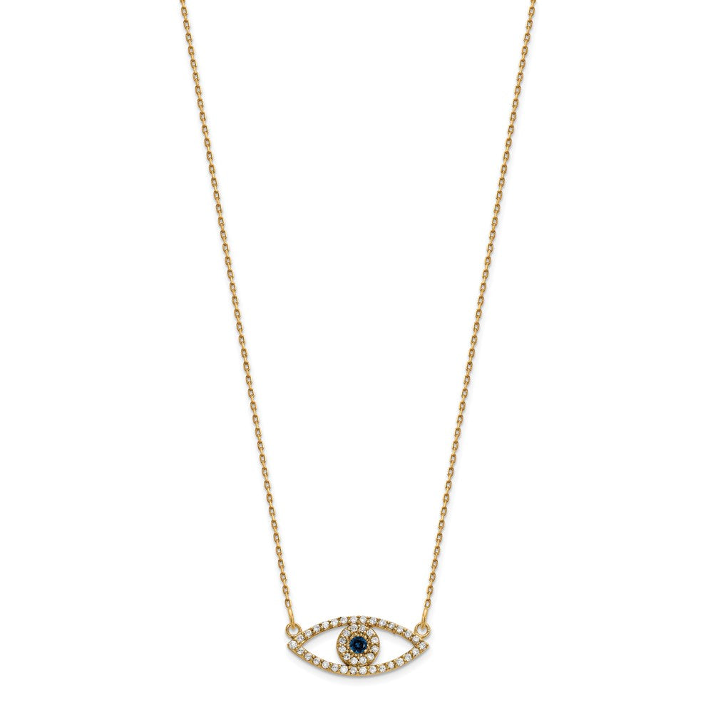 10k 1/6 carat Diamond and Sapphire Evil Eye 18 inch Necklace