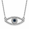 10k White Gold 1/6 carat Diamond and Sapphire Evil Eye 18 inch Necklace
