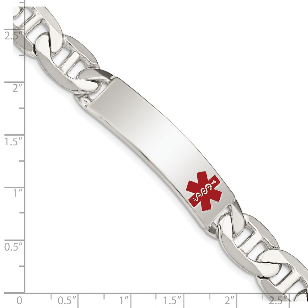 Sterling Silver Polished Medical Anchor Link ID Bracelet