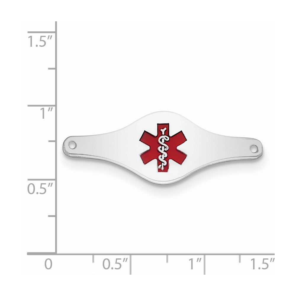 Sterling Silver Rhodium-plated Medical ID Plate