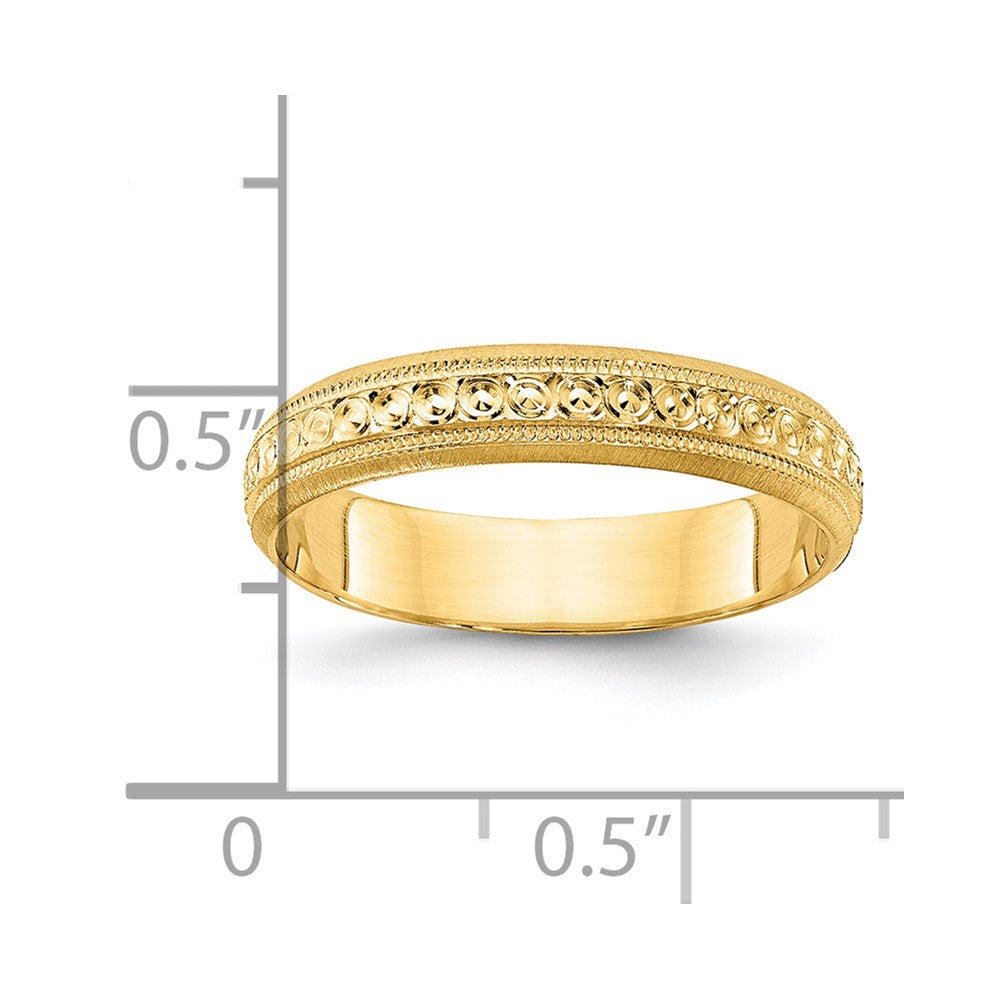 14k 3mm Design Etched Wedding Band Size 8.5