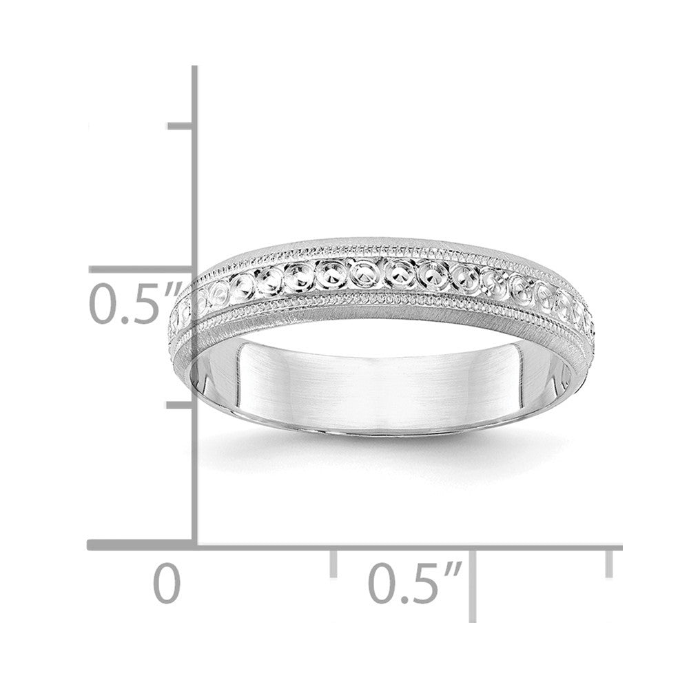 14k White Gold 3.75mm Design Etched Wedding Band Size 8.5