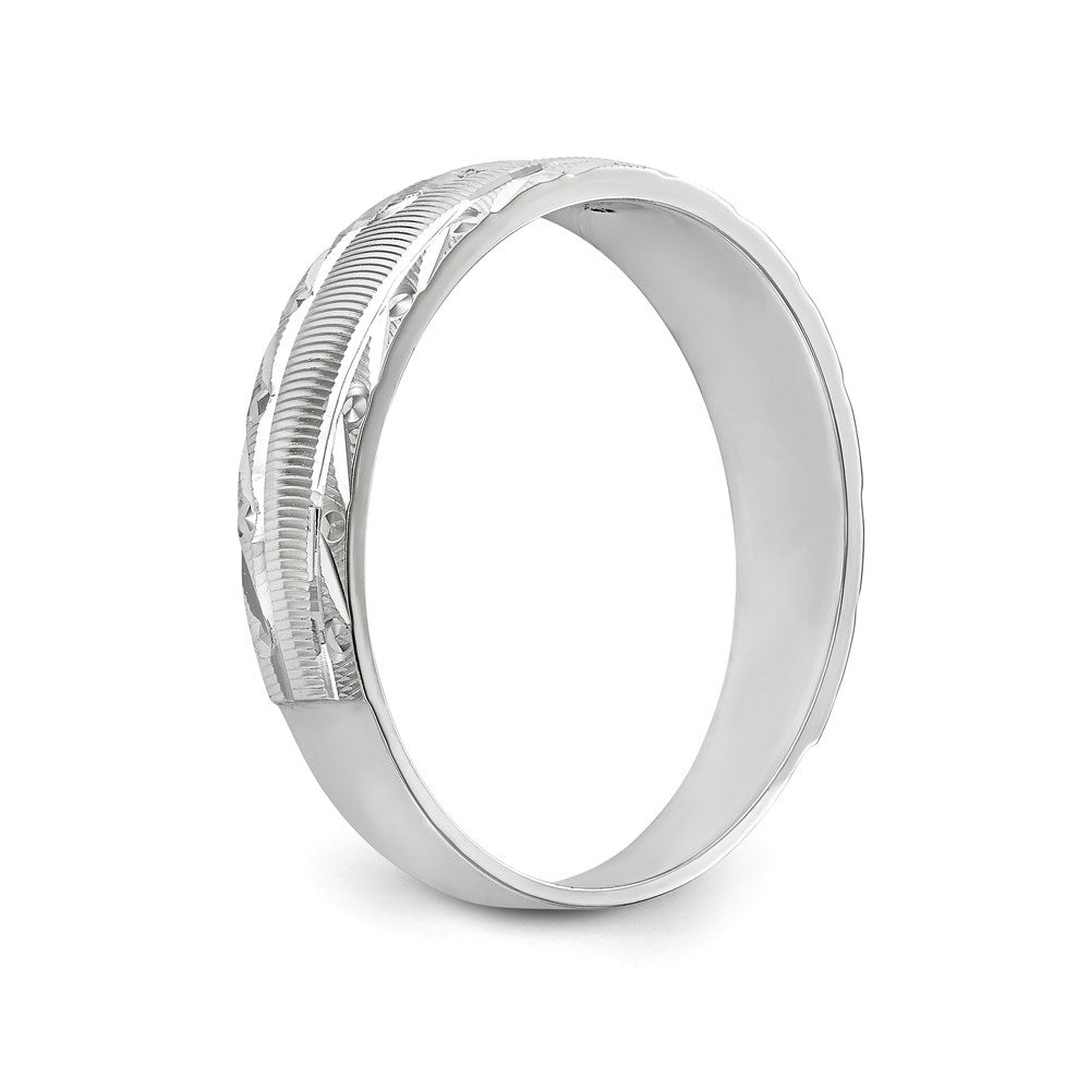 14k White Gold AA Quality .03 carat Diamond Trio Mens Complete Wedding Band