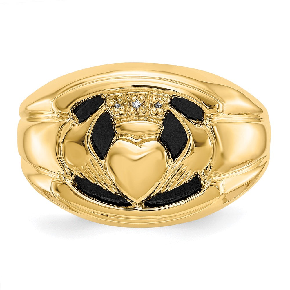 10k .01ct. Diamond and Onyx Mens Claddagh Ring Mounting
