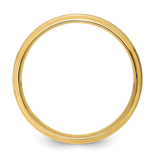 14k Yellow Gold 6mm Lightweight Comfort Fit Brushed Satin Line Edge Wedding Band Size 8.5