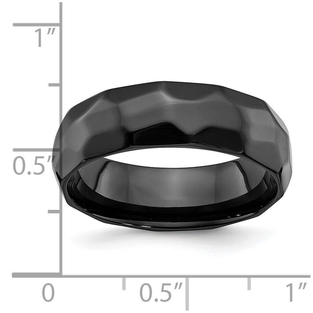 Chisel Black Zirconium Polished and Hammered 7mm Band