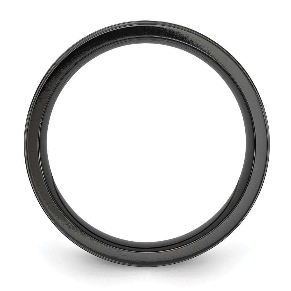 Chisel Black Zirconium Brushed Polished and Hammered with Blue IP-plated 8mm Band