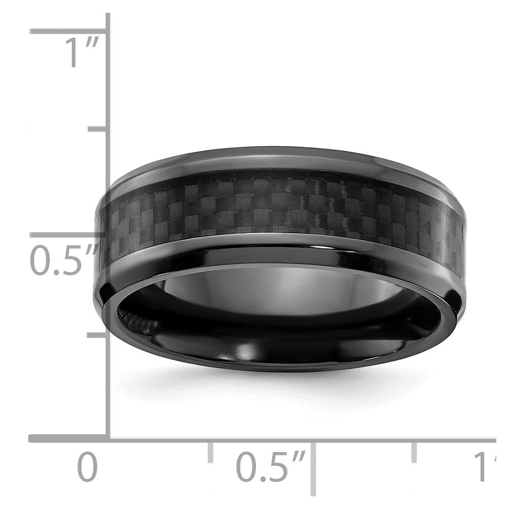 Chisel Black Zirconium Polished with Black Carbon Fiber Inlay 8mm Band