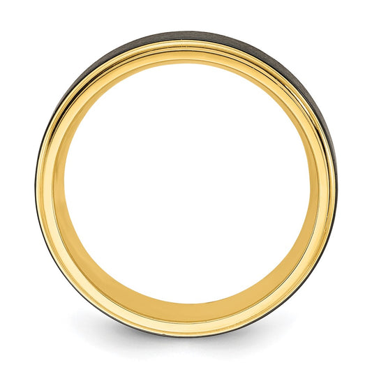 Chisel Black Zirconium Polished Yellow IP-plated with Brushed Center 8mm Band