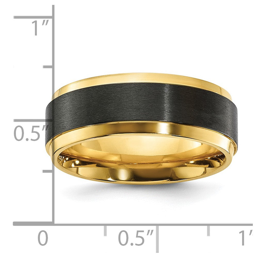 Chisel Black Zirconium Polished Yellow IP-plated with Brushed Center 8mm Band