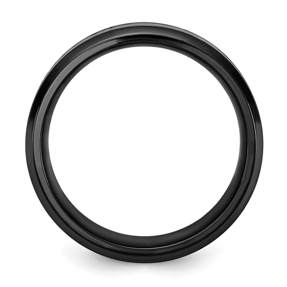 Chisel Black Zirconium Polished with Imitation Opal Inlay 8mm Band