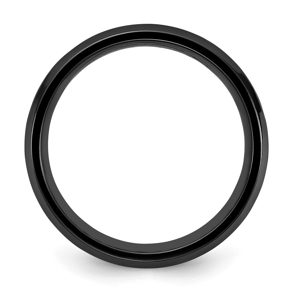 Chisel Black Zirconium Polished with Blue Imitation Opal Inlay 8.00mm Band