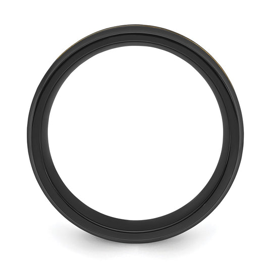 Chisel Black Zirconium Brushed and Polished Yellow IP-plated 8mm Band