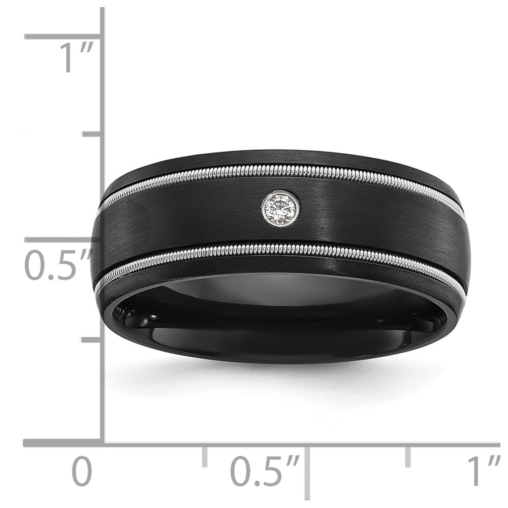 Chisel Black Zirconium Brushed with CZ 8mm Band