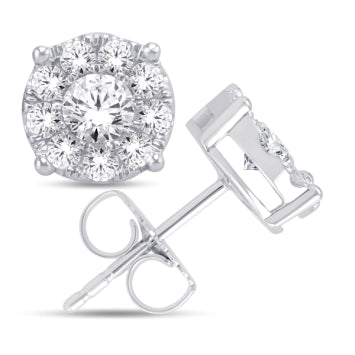 Diamond Flower Stud Earrings