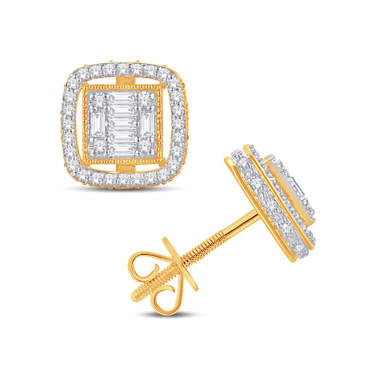Diamond Halo Cushion Frame Earrings