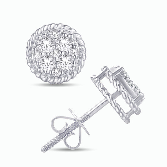 Diamond Round Earrings