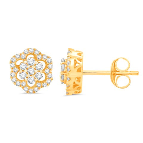 Diamond Flower Earrings