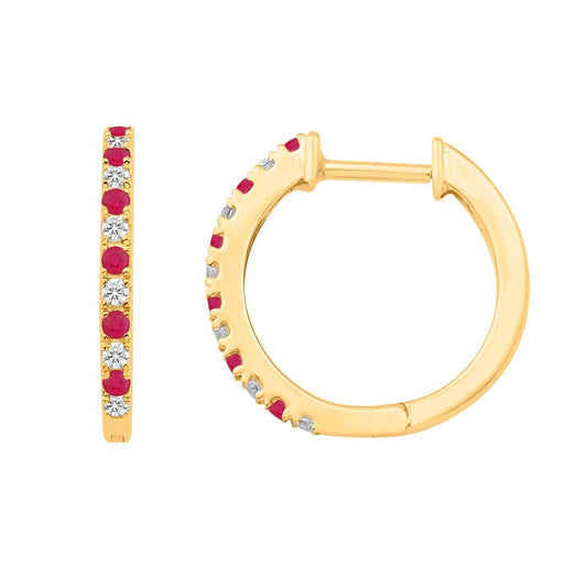 Diamond (0.15 Ruby) Classic Hoops