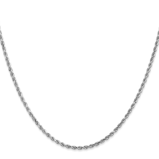 10k White Gold 2.0mm Diamond-cut Rope Chain