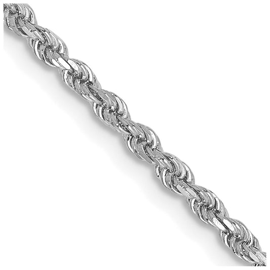 10k White Gold 2.0mm Diamond-cut Rope Chain