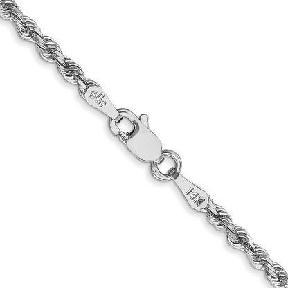 10k White Gold 2.25mm Diamond-cut Rope Chain