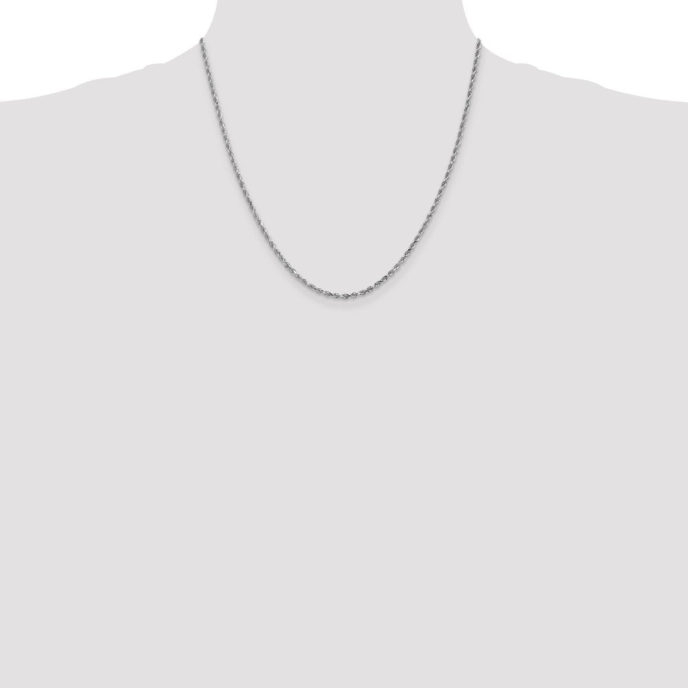 10k White Gold 2.25mm Diamond-cut Rope Chain