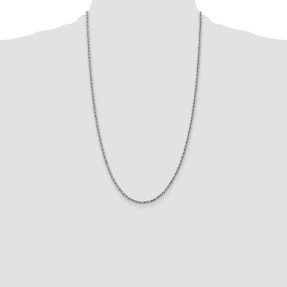 10k White Gold 2.25mm Diamond-cut Rope Chain